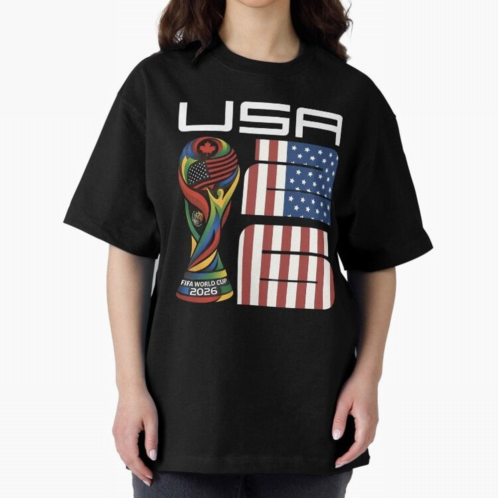 USA World Cup 2026 Host Nation Soccer Design Oversized T-Shirt Show Your Love for Global Football Passion for FIFA World Cup 2026, Made for Haaland and Mbappe, Argentina and Brazil, Tournament Hype, Historic Matchups, Family Viewing Parties and