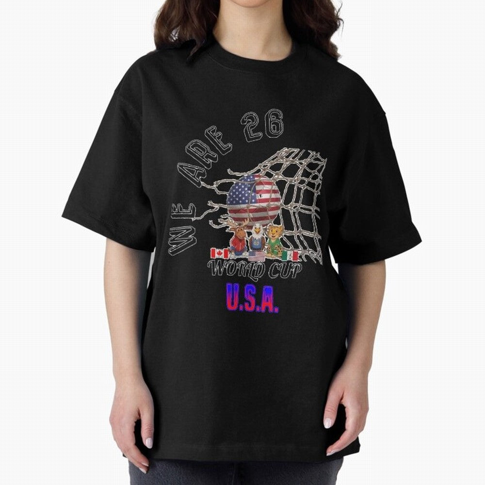 World cup 26 - USA Oversized T-Shirt Stand Out with Spirit from Global Football Passion for FIFA World Cup 2026 USA Canada Mexico, Celebrating Mbappe, Netherlands, Tournament Hype, Historic Matchups, Family Viewing Parties and Global Sports Pride;