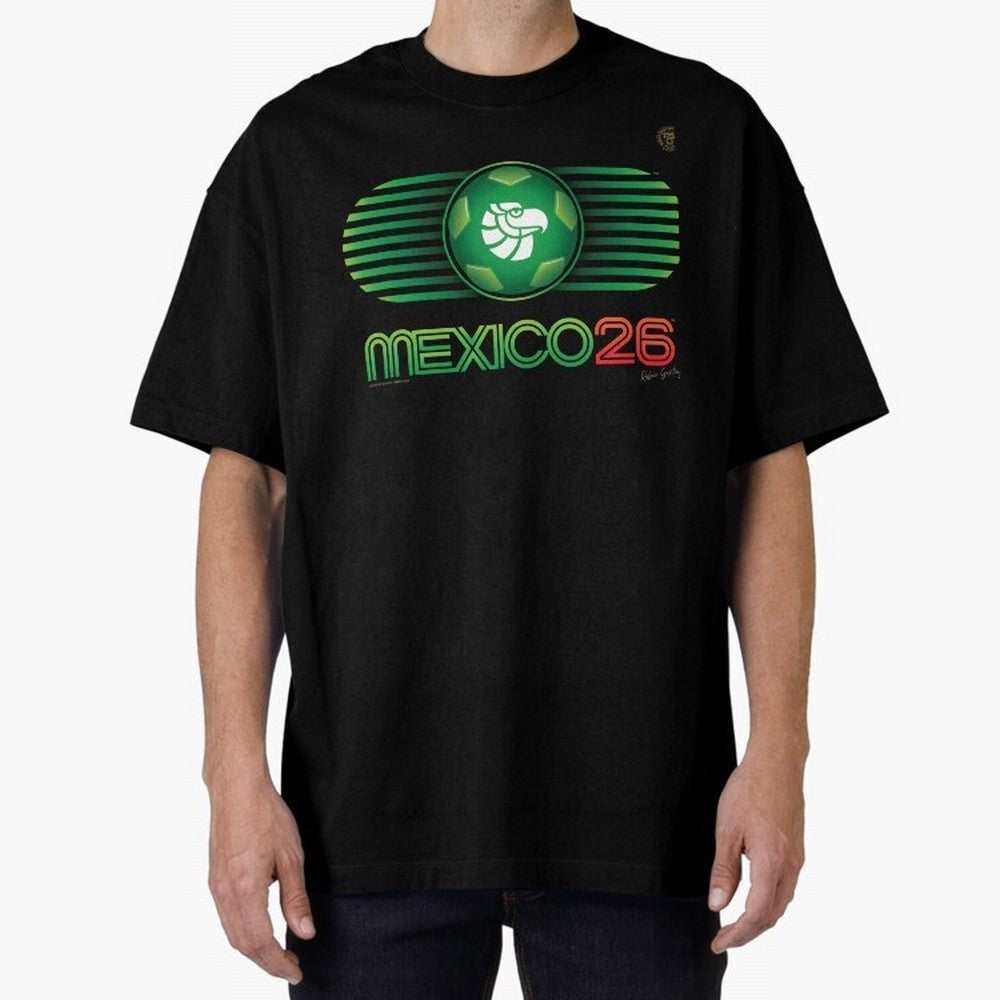 Mexico 26 World Cup Retro Logo. Autographed Oversized T-Shirt Support FIFA World Cup 2026 for Fans of Cristiano Ronaldo, Haaland and CR7 and Portugal, Bringing Football Passion, Legendary Performances, Festival Vibes and Supporter Community;