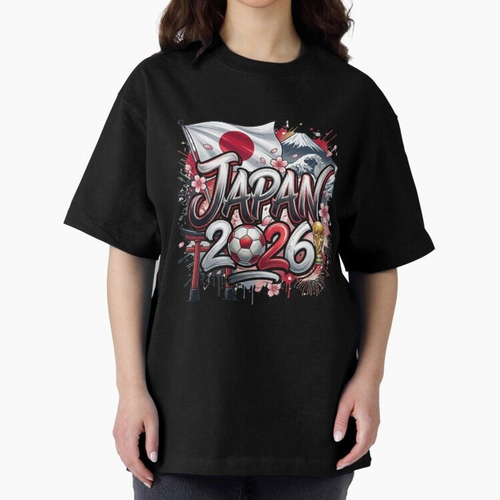 Japan World Cup 2026 Football Legacy Oversized T-Shirt Join Match Day Hype around FIFA World Cup 2026 USA Canada Mexico, Cristiano Ronaldo, Haaland and CR7, England, Championship Spirit, Famous Goals, Roaring Crowds and International Football