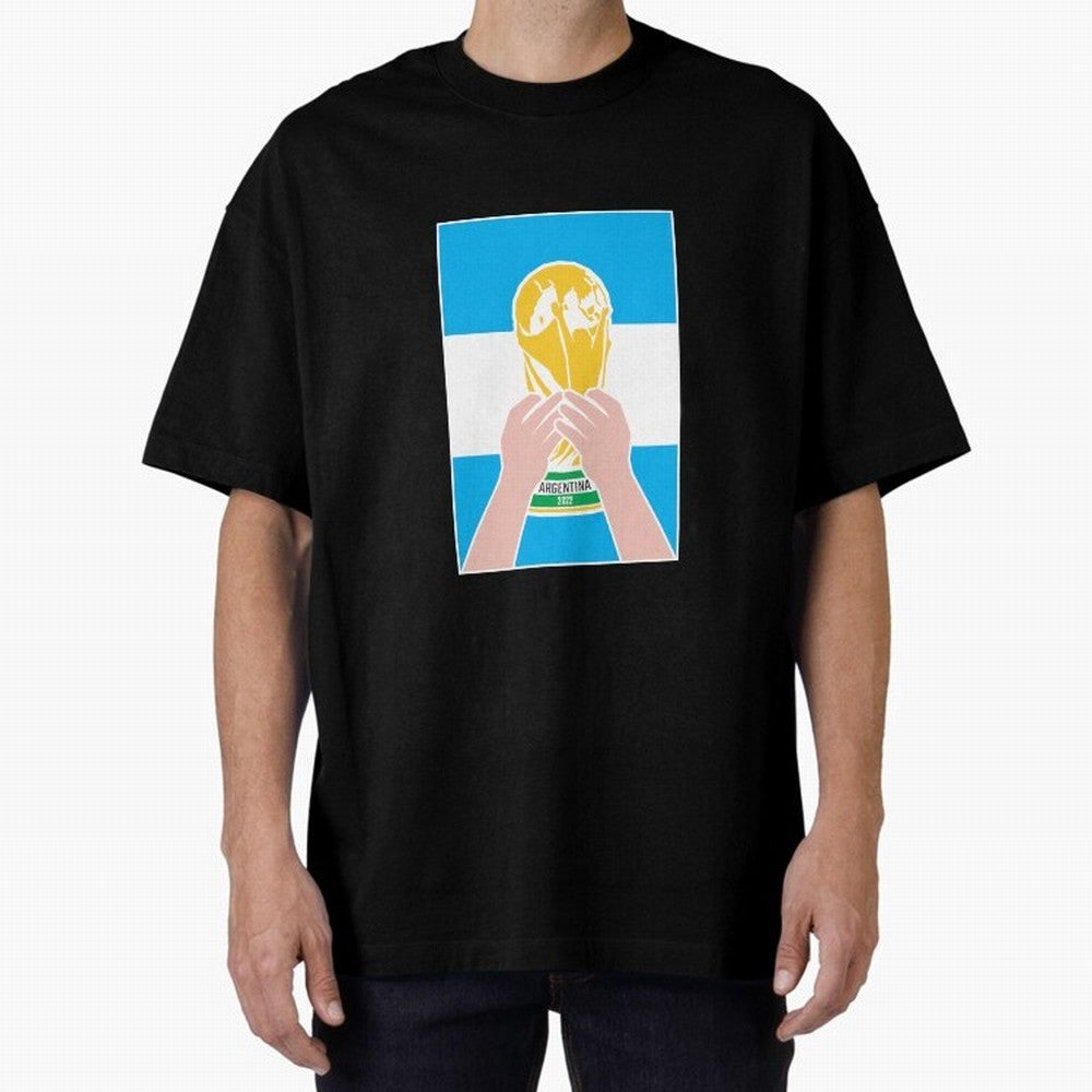 Champion Argentina 2022 Oversized T-Shirt Share Match Day Hype around FIFA World Cup 2026 Group Stage, Haaland and Mbappe, Germany, Football Festival Excitement, Trophy Ambitions, Country Rivalries and Star Player Buzz; Perfect for Fans,