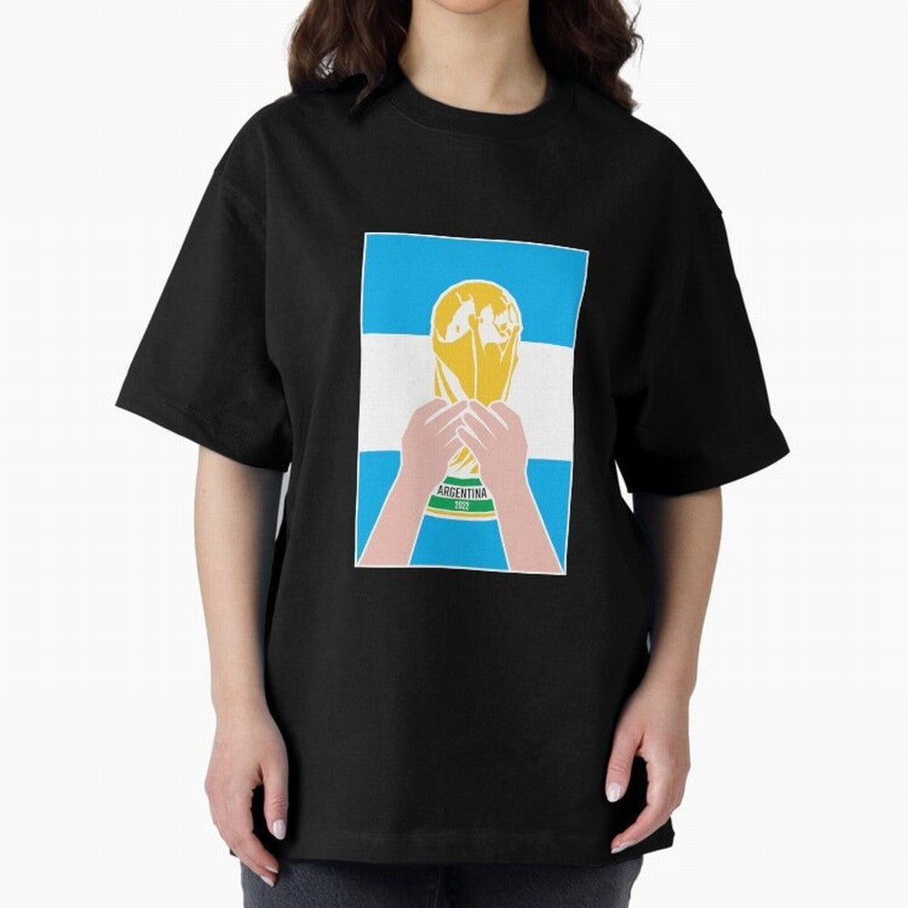 Champion Argentina 2022 Oversized T-Shirt Share Match Day Hype around FIFA World Cup 2026 Group Stage, Haaland and Mbappe, Germany, Football Festival Excitement, Trophy Ambitions, Country Rivalries and Star Player Buzz; Perfect for Fans,
