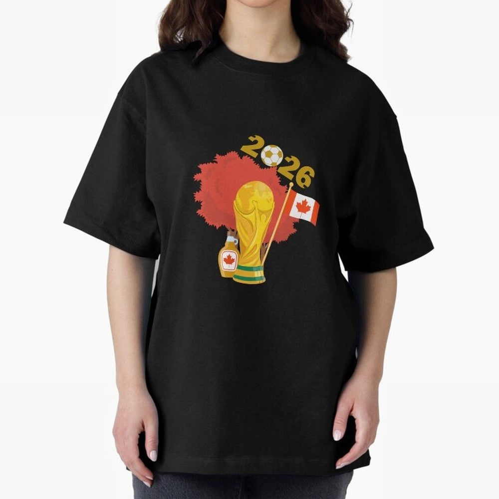 Canada 2026 Football Championship Golden Oversized T-Shirt Bring Retro Soccer Energy to FIFA World Cup 2026 Spirit, Highlighting Spain, CR7, Stadium Chants, National Pride, Trophy Dreams and Unforgettable Football Memories; Made for Collectors Who