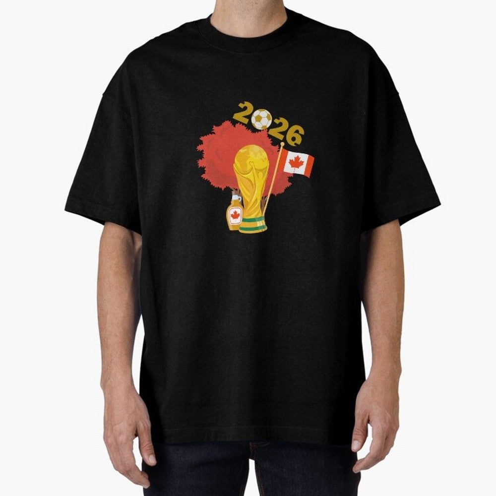 Canada 2026 Football Championship Golden Oversized T-Shirt Bring Retro Soccer Energy to FIFA World Cup 2026 Spirit, Highlighting Spain, CR7, Stadium Chants, National Pride, Trophy Dreams and Unforgettable Football Memories; Made for Collectors Who