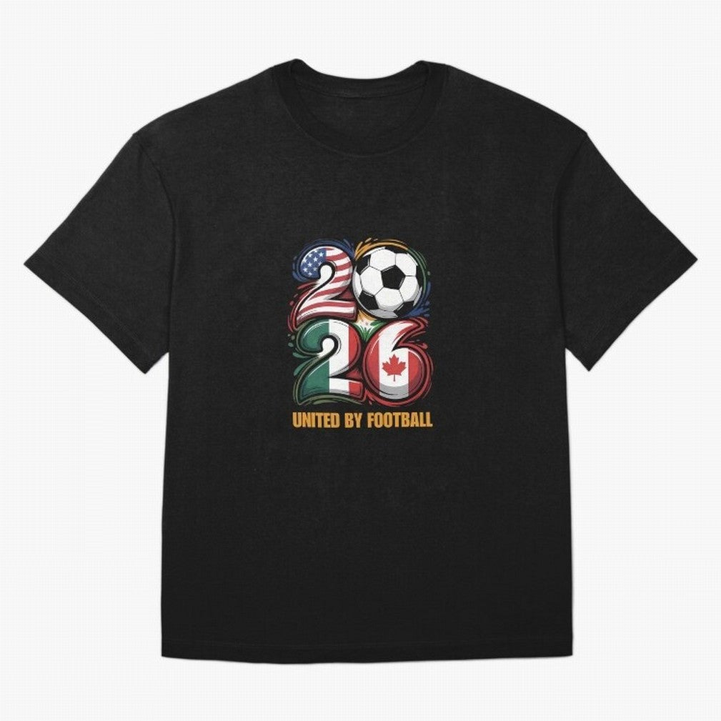 United By Football Soccer Fan Gear 2026 Oversized T-Shirt Keep the Match Day Mood of FIFA World Cup 2026 USA Canada Mexico Spirit, Centered on Brazil, Neymar, Championship Spirit, Famous Goals, Roaring Crowds and International Football Unity;