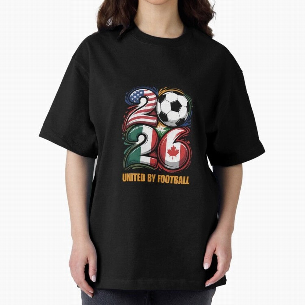 United By Football Soccer Fan Gear 2026 Oversized T-Shirt Keep the Match Day Mood of FIFA World Cup 2026 USA Canada Mexico Spirit, Centered on Brazil, Neymar, Championship Spirit, Famous Goals, Roaring Crowds and International Football Unity;