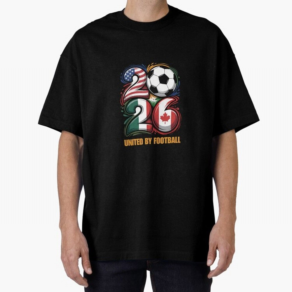 United By Football Soccer Fan Gear 2026 Oversized T-Shirt Keep the Match Day Mood of FIFA World Cup 2026 USA Canada Mexico Spirit, Centered on Brazil, Neymar, Championship Spirit, Famous Goals, Roaring Crowds and International Football Unity;