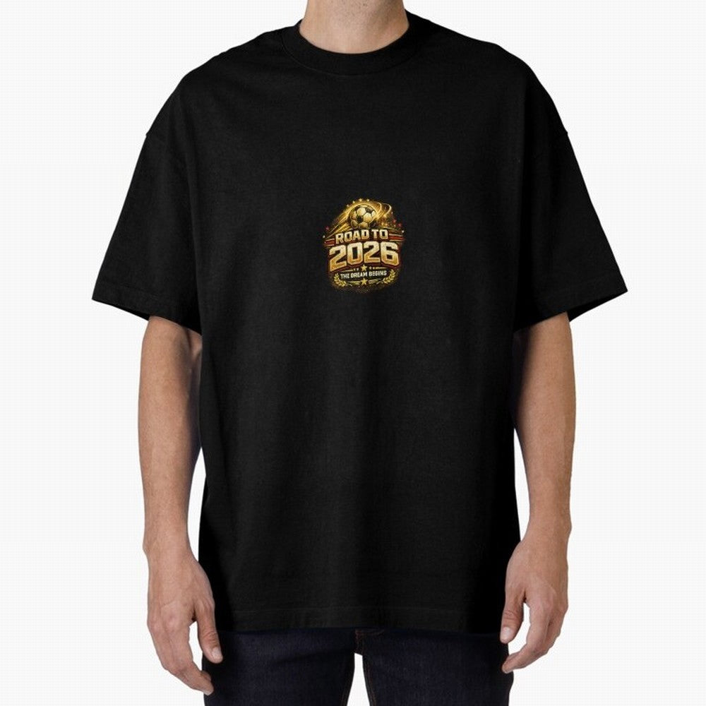 Road To 2026 Football Fan Shirt Oversized T-Shirt Carry the Colors and Pride of Global Football Passion for FIFA World Cup 2026 Group Stage, Celebrating Haaland, Brazil, Portugal and Argentina, Vintage Soccer Flavor, Modern Football Stars, National