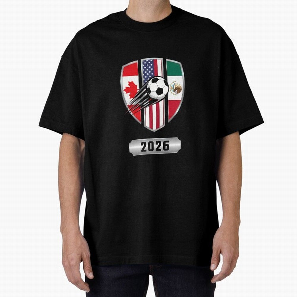 North United America Shield 2026 Cup Oversized T-Shirt Bring Bold Fan Energy to FIFA World Cup 2026 Spirit, Built around England, France and Netherlands, Neymar, Soccer Culture, Superstar Moments, National Team Dreams and Competitive Fire; Great