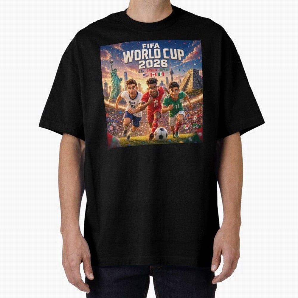 ? USA Canada Mexico Football 2026 #football 2026 Oversized T-Shirt Celebrate the Road through FIFA World Cup 2026 Filled with Messi, France and Portugal Energy, Football Festival Excitement, Trophy Ambitions, Country Rivalries and Star Player Buzz;
