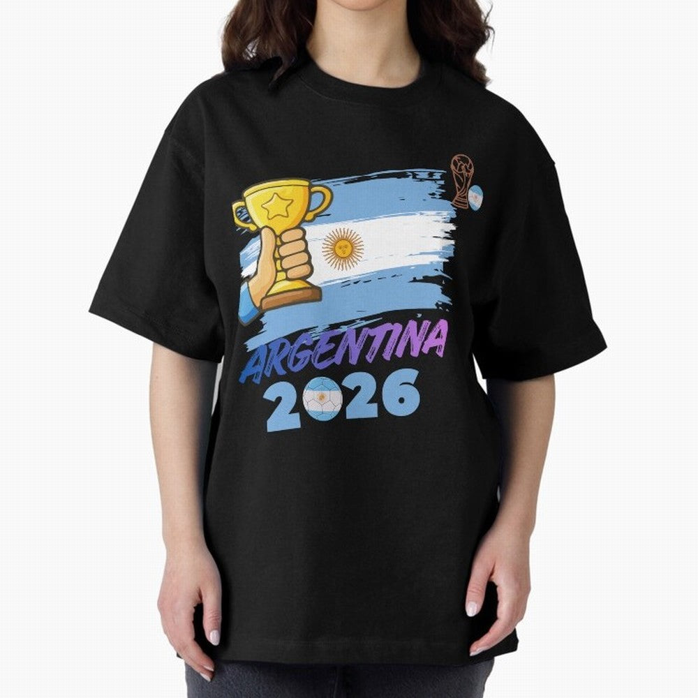 Argentina world cup design Oversized T-Shirt Live for the Drama of Match Day Hype around FIFA World Cup 2026, Messi, Neymar and Mbappe, Brazil, Worldwide Fan Energy, Dramatic Goals, Stadium Lights and Championship Celebrations; Ideal for Fans Who