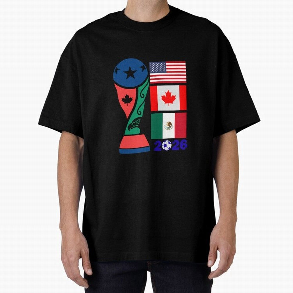 North America Football Unity 2026 Oversized T-Shirt Celebrate Supporters United by Global Football Passion for FIFA World Cup 2026, Inspired by Neymar, Haaland and Cristiano Ronaldo, England, France and Netherlands, Football Festival Excitement,