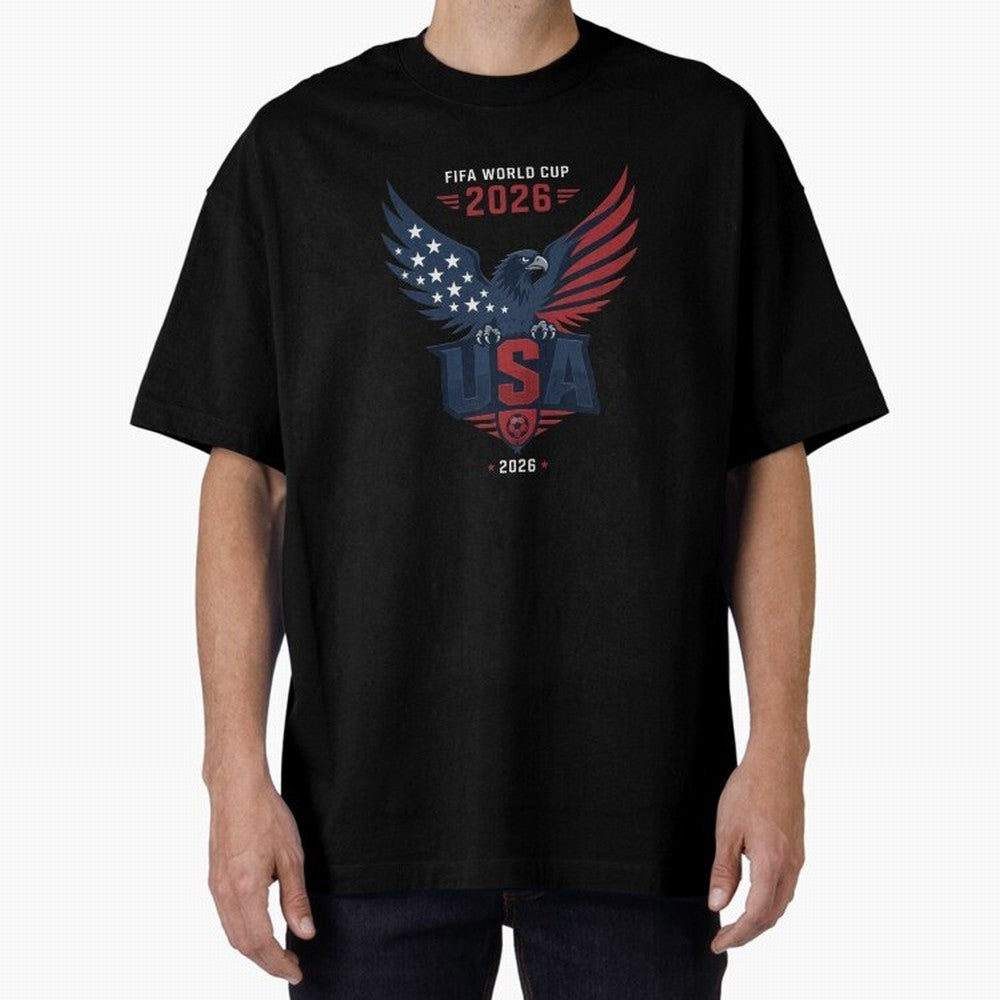 FIFA World Cup 2026 USA Eagle Soccer Logo Oversized T-Shirt Bring World Football Passion into Global Football Passion for FIFA World Cup 2026 USA Canada Mexico, Centered on Mbappe, France and Portugal, Football Passion, Legendary Performances,
