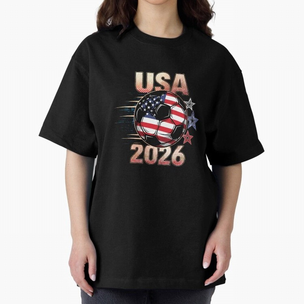 USA Soccer with Red White Blue Stars 2026 Cup T-Shirt_83834283 Oversized T-Shirt Keep the Match Day Mood of Global Football Passion for FIFA World Cup 2026 USA Canada Mexico, with Mbappe, France, Football Festival Excitement, Trophy Ambitions,
