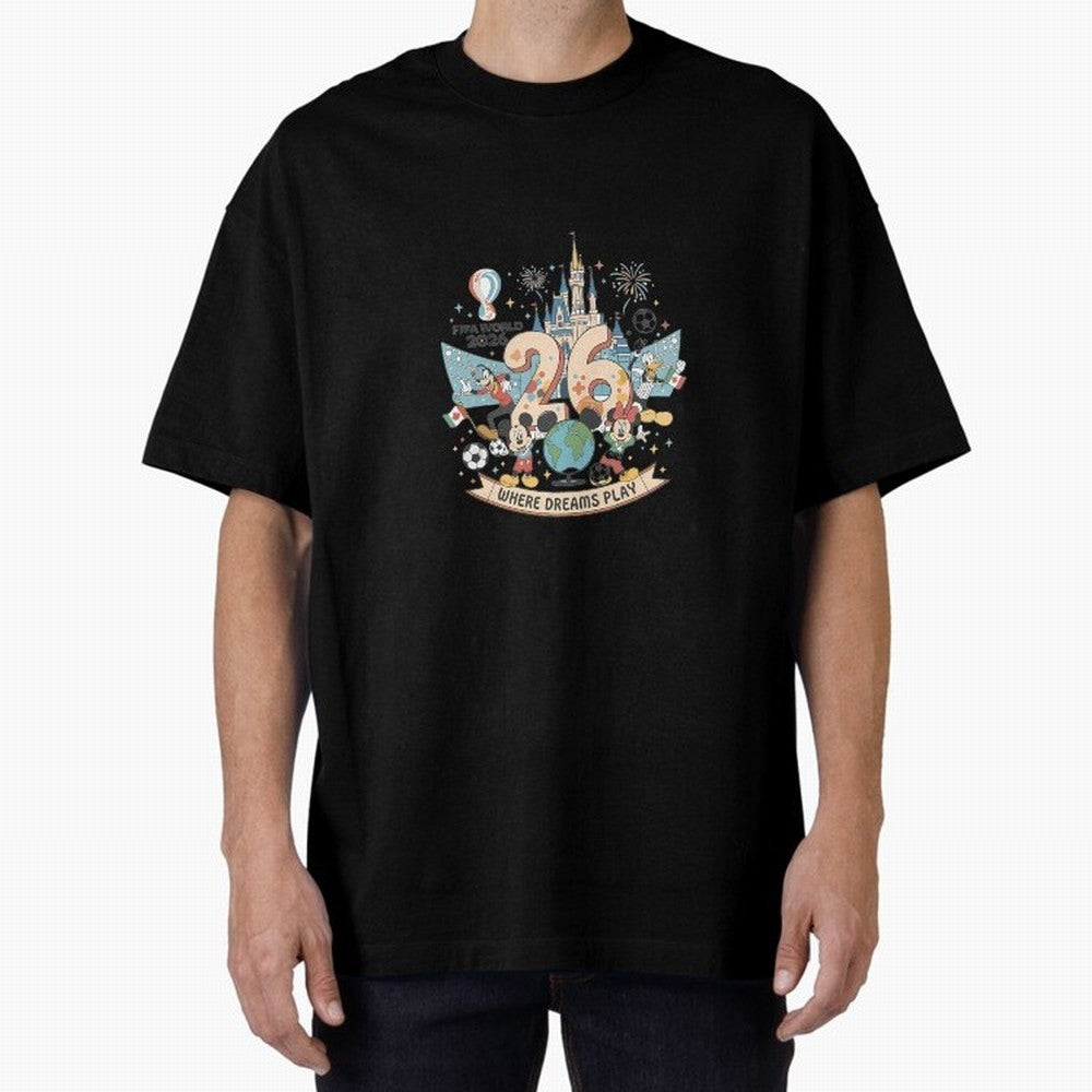Dreamland Football 26 Oversized T-Shirt Bring Supporter Culture to the FIFA World Cup 2026 USA Canada Mexico Journey through Messi Highlights, Spain Pride, Soccer Culture, Superstar Moments, National Team Dreams and Competitive Fire; Great for