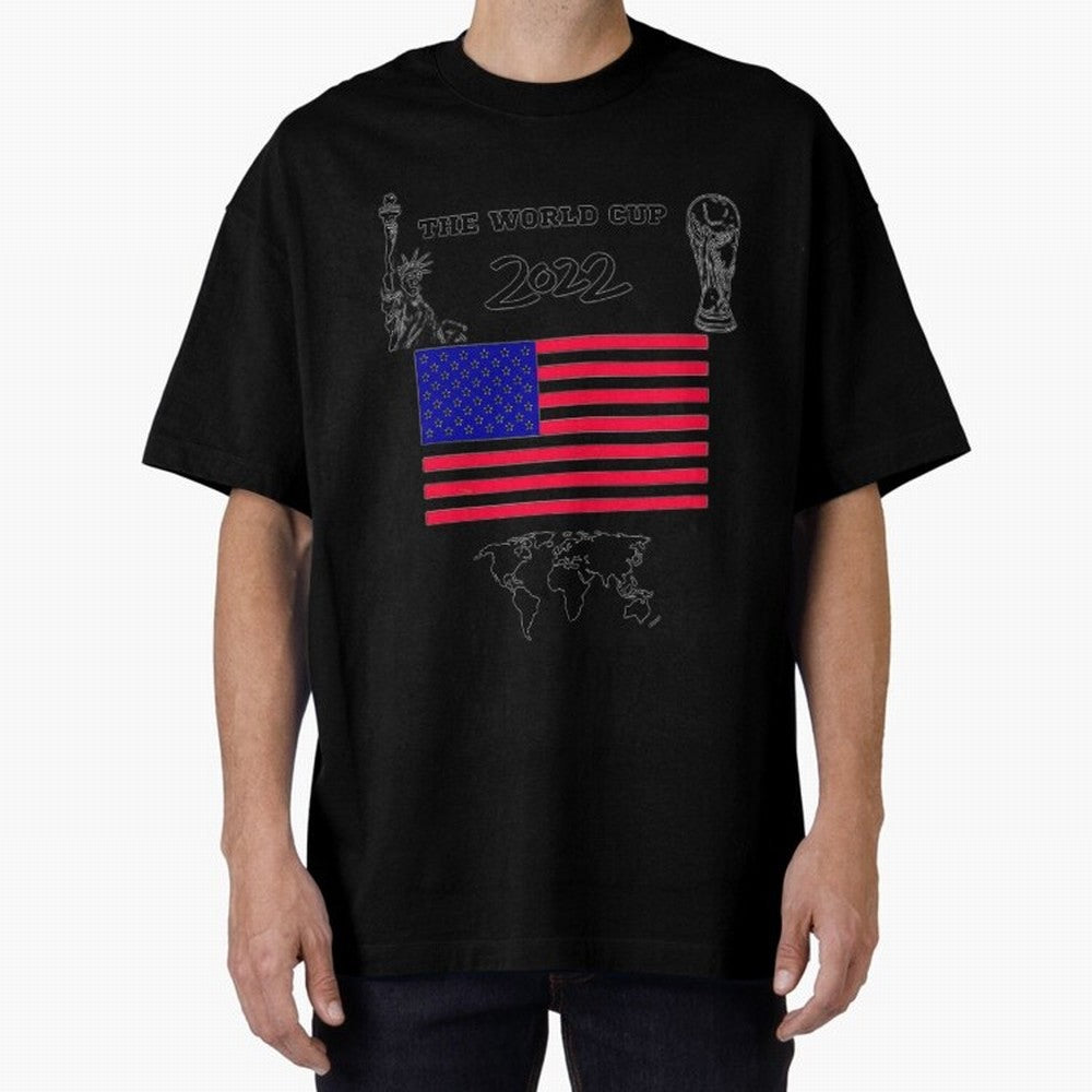 T-shirt for World cup, USA Oversized T-Shirt Remember Iconic Moments from Match Day Hype around FIFA World Cup 2026 Group Stage, CR7, France and Portugal, Global Supporter Spirit, Legendary Goals, National Colors and Tournament Celebration; Made