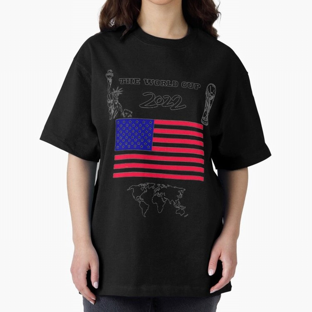 T-shirt for World cup, USA Oversized T-Shirt Remember Iconic Moments from Match Day Hype around FIFA World Cup 2026 Group Stage, CR7, France and Portugal, Global Supporter Spirit, Legendary Goals, National Colors and Tournament Celebration; Made