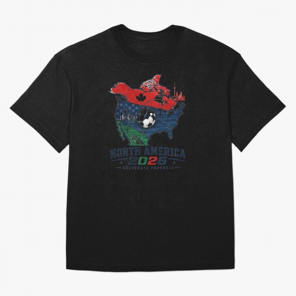 United by Football 2026 North America Soccer Design Oversized T-Shirt Show Your Stadium Side during FIFA World Cup 2026 Group Stage for Fans of Mbappe and Neymar and Argentina, Bringing Global Supporter Spirit, Legendary Goals, National Colors and