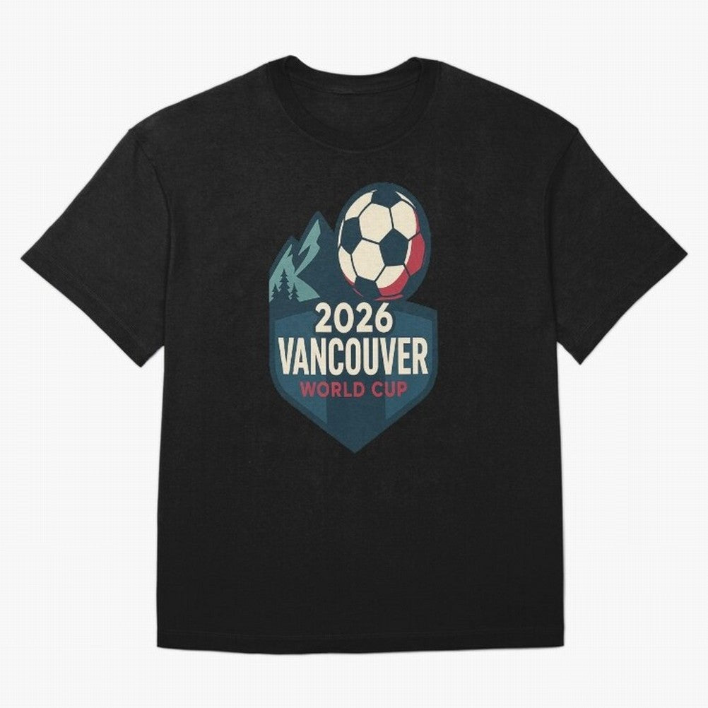 2026 Vancouver World Cup Design Oversized T-Shirt Show Love for Legendary Goals in FIFA World Cup 2026 USA Canada Mexico for Fans of Cristiano Ronaldo and Argentina, France and Brazil, Bringing Retro Football Energy, Iconic Rivalries, Trophy Chase