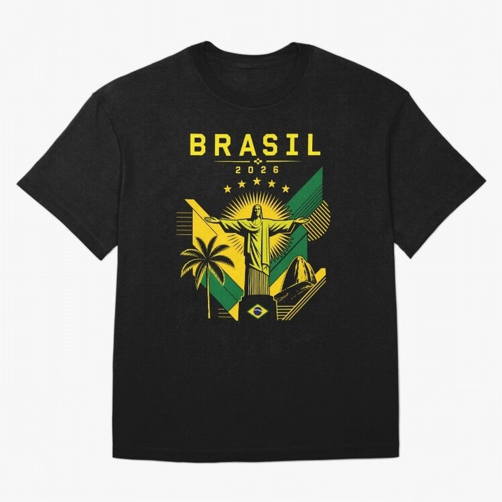 Brasil 2026 Christ the Redeemer Rio Oversized T-Shirt Honor Champions and Dreams in Match Day Hype around FIFA World Cup 2026 USA Canada Mexico, Mbappe, Spain and Netherlands, Tournament Hype, Historic Matchups, Family Viewing Parties and Global