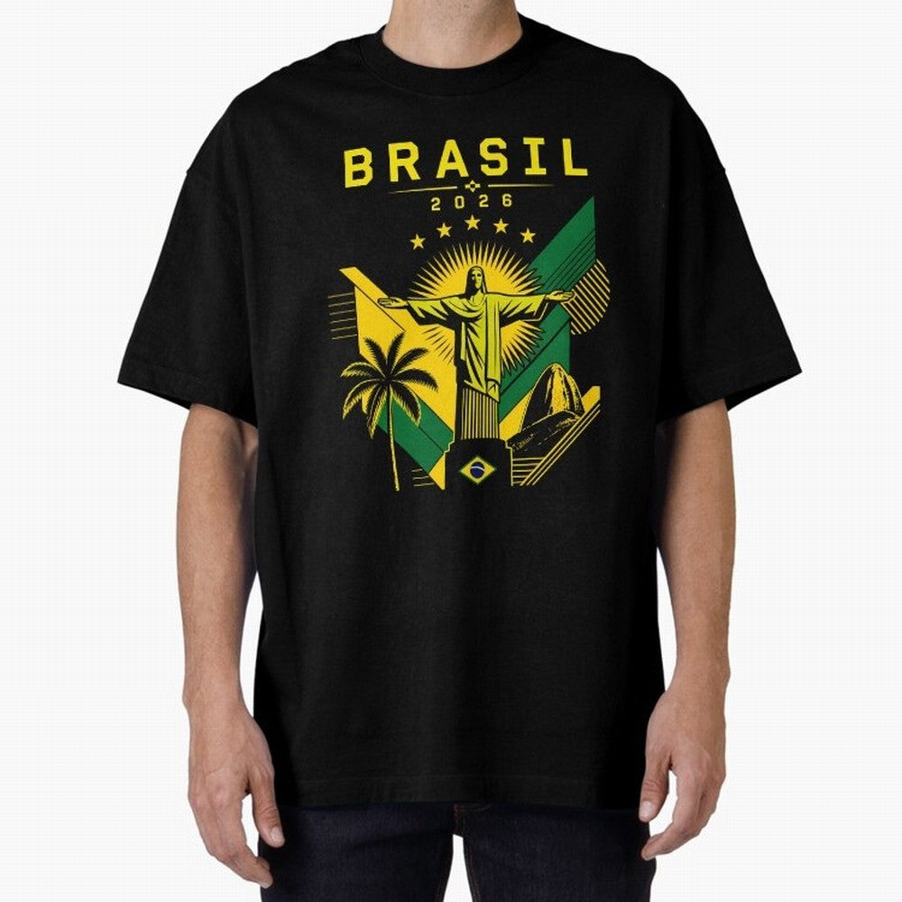 Brasil 2026 Christ the Redeemer Rio Oversized T-Shirt Honor Champions and Dreams in Match Day Hype around FIFA World Cup 2026 USA Canada Mexico, Mbappe, Spain and Netherlands, Tournament Hype, Historic Matchups, Family Viewing Parties and Global