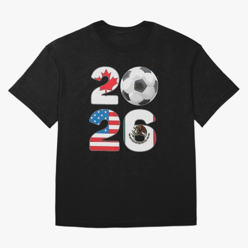 2026 North America Football Massive Event Soccer Ball Oversized T-Shirt Celebrate Unforgettable Nights in Global Football Passion for FIFA World Cup 2026 Group Stage, Built around Haaland and Mbappe, Brazil, Classic Soccer Heritage, Championship