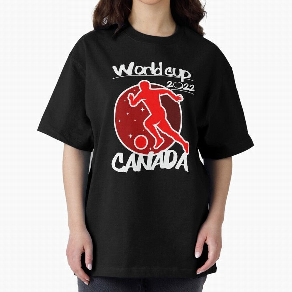 Canada World Cup 2022 Oversized T-Shirt Support Your Favorite Stars during FIFA World Cup 2026 Group Stage for Fans of Messi and Portugal, Bringing Football History, Final Match Energy, Crowd Noise and Once in a Lifetime Moments; Ideal for Fans Who