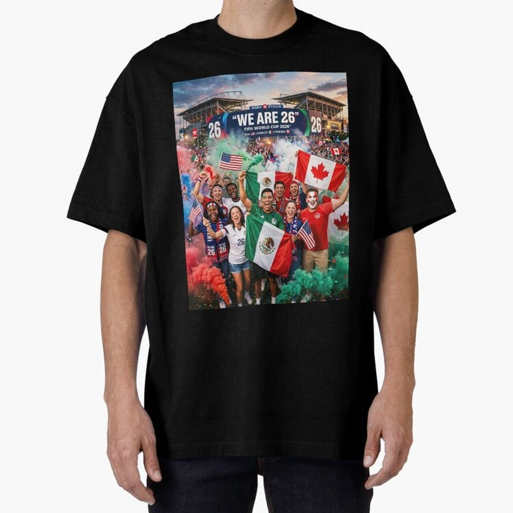 2026 World Cup Fans Celebrate Oversized T-Shirt Celebrate Global Passion for Global Football Passion for FIFA World Cup 2026 Group Stage, Featuring Messi and Cristiano Ronaldo, England, Football Passion, Legendary Performances, Festival Vibes and