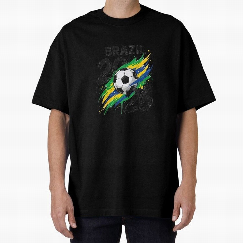 Brazil Soccer 2026 Fan Shirt ¨C Brazil Football Supporter Oversized T-Shirt Bring Global Tournament Vibes to the FIFA World Cup 2026 Journey through Neymar, Haaland and Cristiano Ronaldo Highlights, Netherlands Pride, Retro Football Energy, Iconic