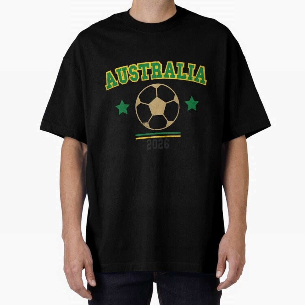 Australia 2026 ¡ª Vintage Soccer Tee Oversized T-Shirt Show Fan Pride Across FIFA World Cup 2026 USA Canada Mexico Built around Cristiano Ronaldo, Spain Energy, Fan Favorite Moments, National Team Passion, Big Match Drama and Soccer History; Great