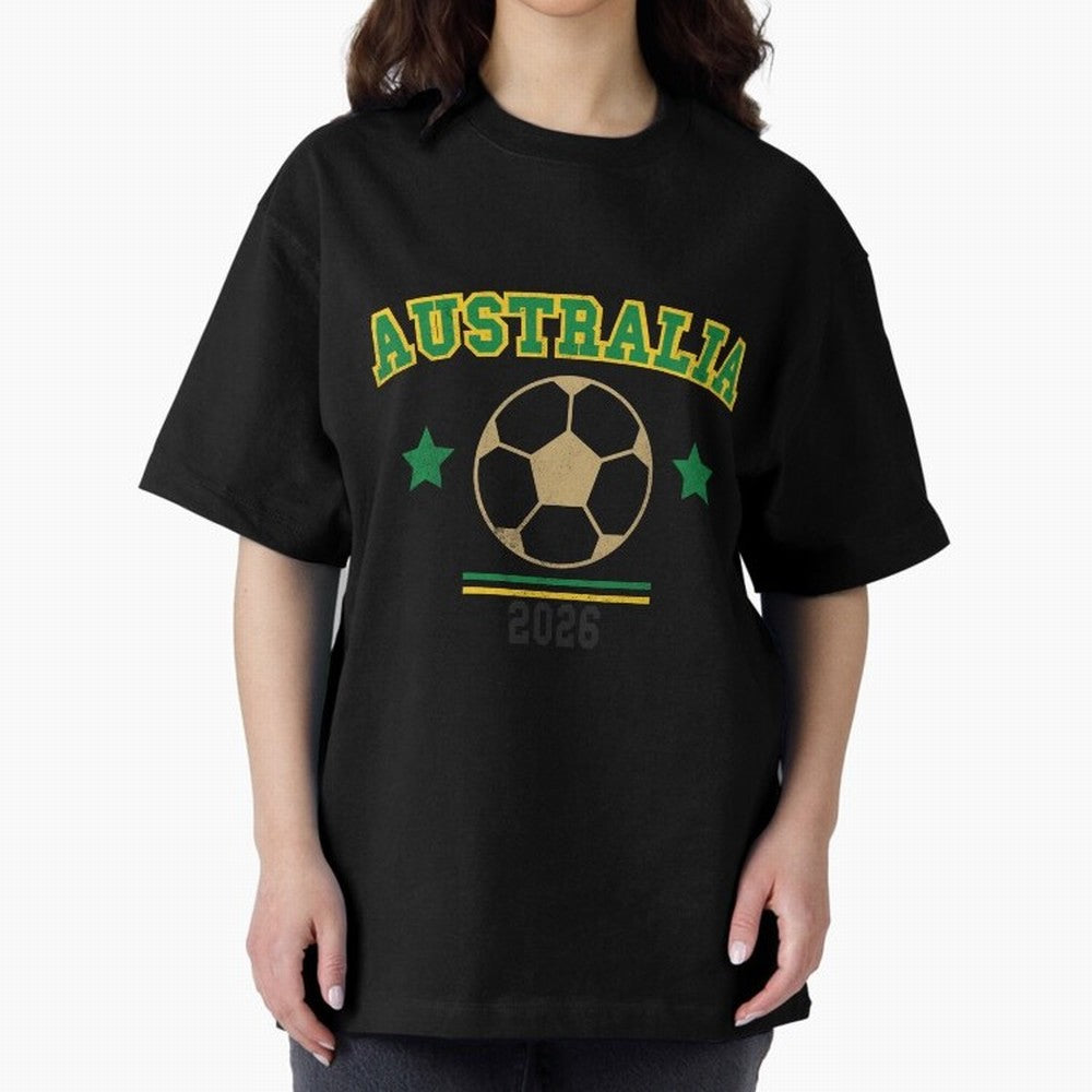 Australia 2026 ¡ª Vintage Soccer Tee Oversized T-Shirt Show Fan Pride Across FIFA World Cup 2026 USA Canada Mexico Built around Cristiano Ronaldo, Spain Energy, Fan Favorite Moments, National Team Passion, Big Match Drama and Soccer History; Great