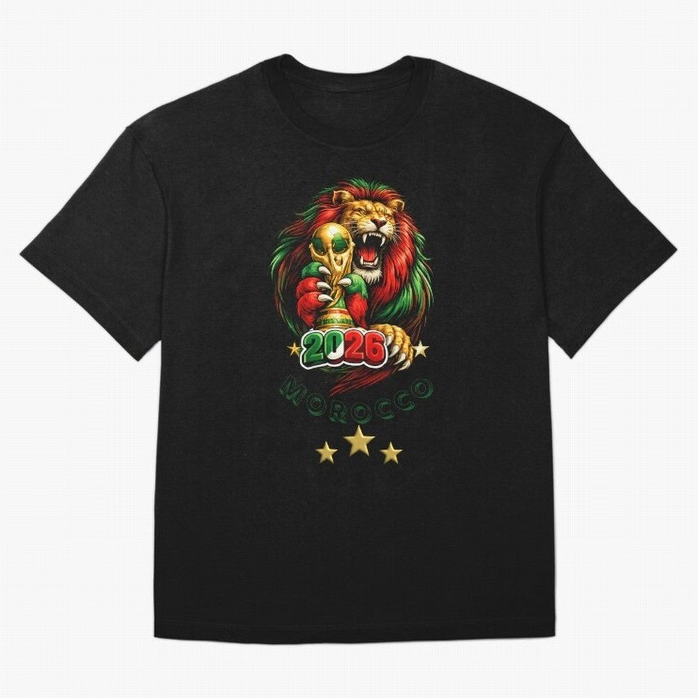 Moroccan Lion World Cup 2026 Design Oversized T-Shirt Celebrate National Team Dreams in Match Day Hype around FIFA World Cup 2026 USA Canada Mexico, Haaland, Argentina and Brazil, Stadium Memories, Football Loyalty, International Chants and