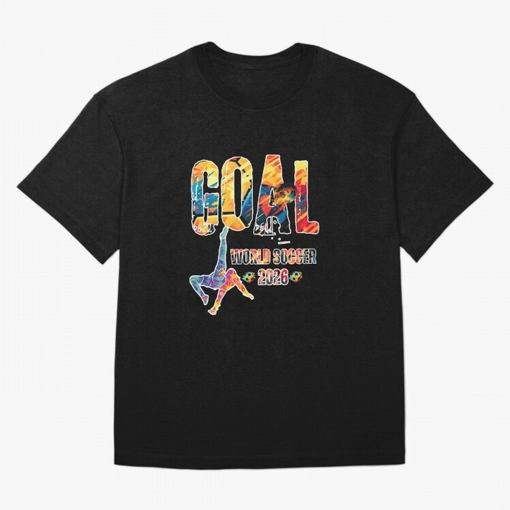 Goal World Soccer Championship 2026 Oversized T-Shirt Feel International Energy from FIFA World Cup 2026 USA Canada Mexico Centered on CR7, England and Germany Energy, Supporter Pride, Iconic Celebrations, Legendary Names and Global Match Day