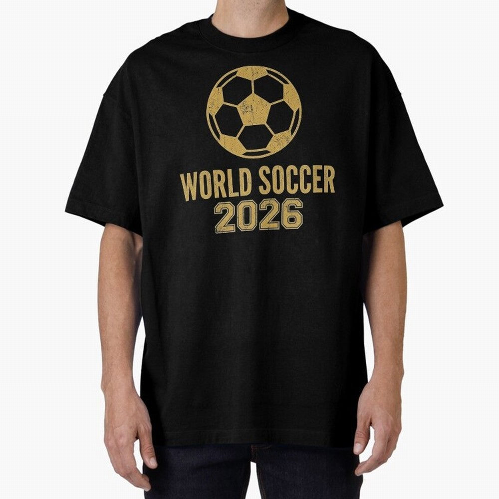 Retro World Soccer 2026 Design Oversized T-Shirt Embrace the FIFA World Cup 2026 Group Stage Journey through Mbappe and Neymar Highlights, Argentina, France and Brazil Pride, Global Supporter Spirit, Legendary Goals, National Colors and Tournament