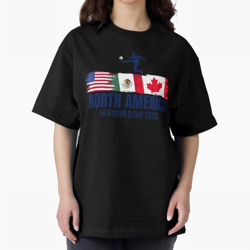 2026 North America Soccer World Tour - USA Mexico Canada Oversized T-Shirt Represent Fans Who Live for Match Day Hype around FIFA World Cup 2026 Group Stage, Messi, Neymar and Mbappe, England, Football Festival Excitement, Trophy Ambitions, Country