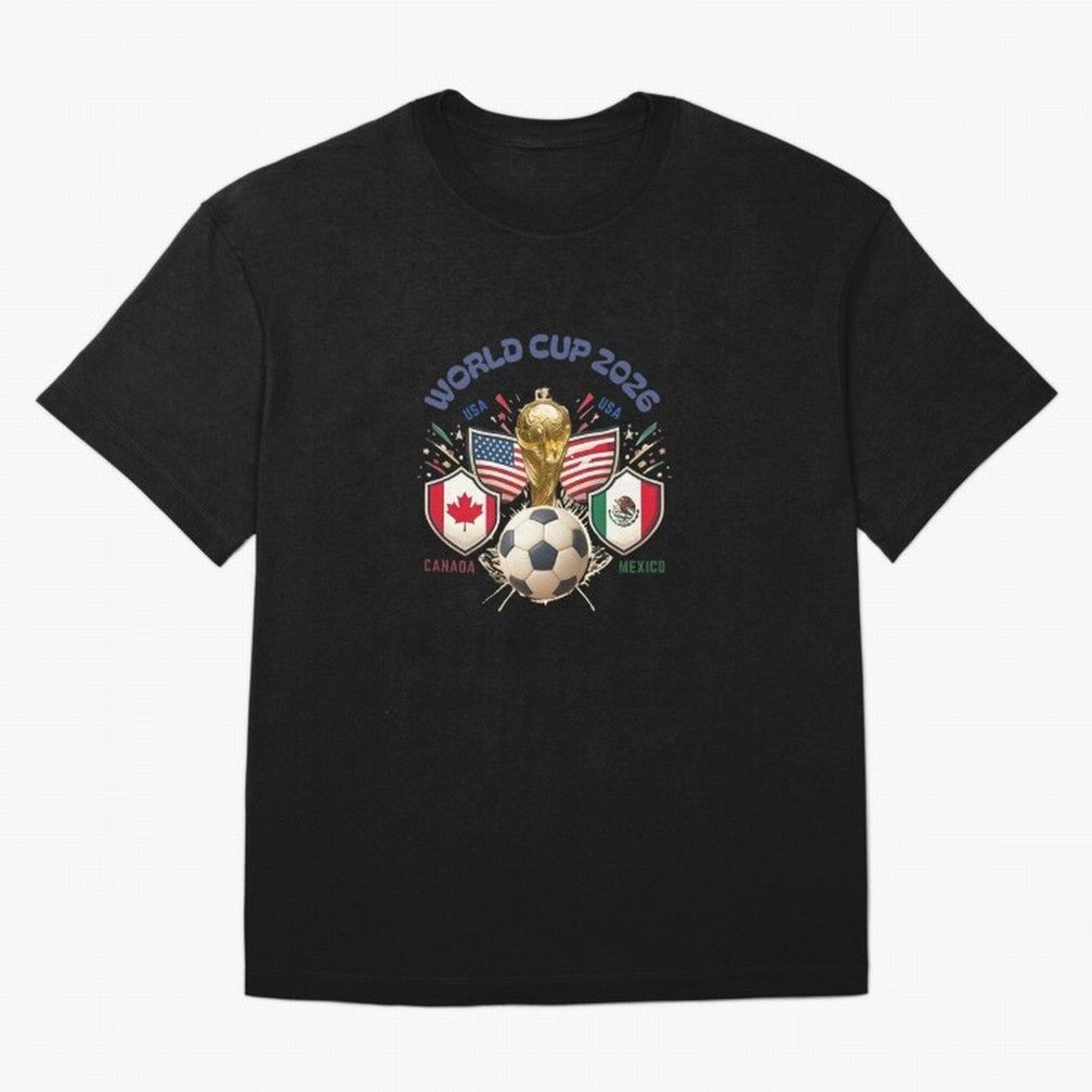 World Cup 2026 Host Nations Crest Oversized T-Shirt Make Your Look Match FIFA World Cup 2026 for Fans of Neymar, Haaland and Cristiano Ronaldo and England, Bringing Goal Celebration Energy, Supporter Heritage, Football Icons and Worldwide