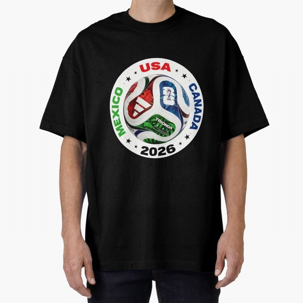 Trionda 26 Soccer Ball - North America 2026 Football Art Oversized T-Shirt Remember the FIFA World Cup 2026 Journey through CR7 and Messi Highlights, Argentina and Brazil Pride, Stadium Memories, Football Loyalty, International Chants and