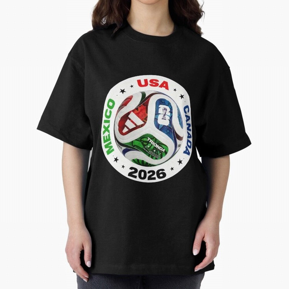 Trionda 26 Soccer Ball - North America 2026 Football Art Oversized T-Shirt Remember the FIFA World Cup 2026 Journey through CR7 and Messi Highlights, Argentina and Brazil Pride, Stadium Memories, Football Loyalty, International Chants and