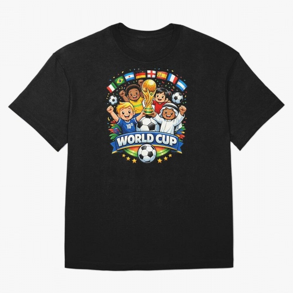 World Cup Football Oversized T-Shirt Show Up for the Glory of Global Football Passion for FIFA World Cup 2026 Group Stage, Filled with Messi, Neymar and Mbappe, Brazil, Portugal and Argentina, Soccer Culture, Superstar Moments, National Team Dreams