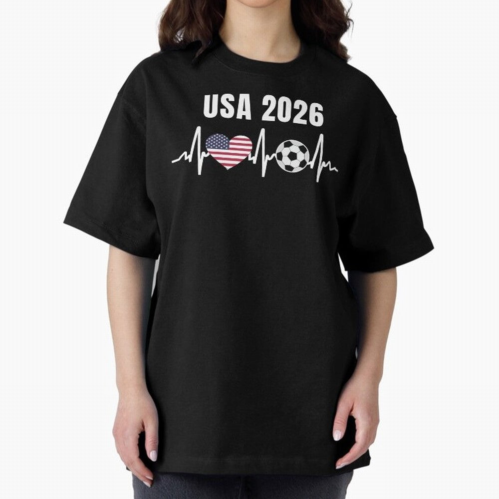 Soccer USA 2026 American Flag America World Cup Fan Gift Oversized T-Shirt Show Passion for the Stars of FIFA World Cup 2026 for Fans of Haaland and Mbappe and Portugal, Bringing Global Supporter Spirit, Legendary Goals, National Colors and