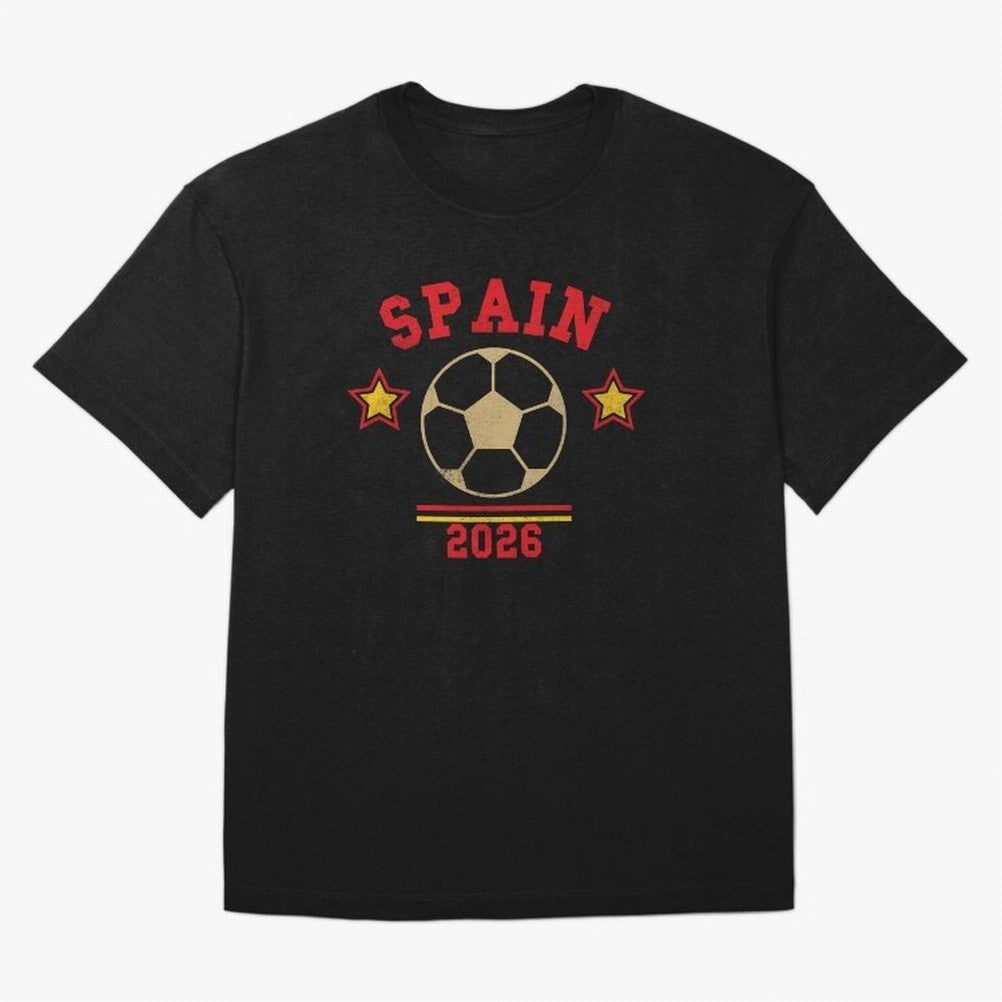 Spain 2026 ¡ª Vintage Soccer Tee Oversized T-Shirt Follow Match Day Hype around FIFA World Cup 2026 Group Stage, Neymar, Haaland and Cristiano Ronaldo, Spain and Netherlands, Championship Spirit, Famous Goals, Roaring Crowds and International