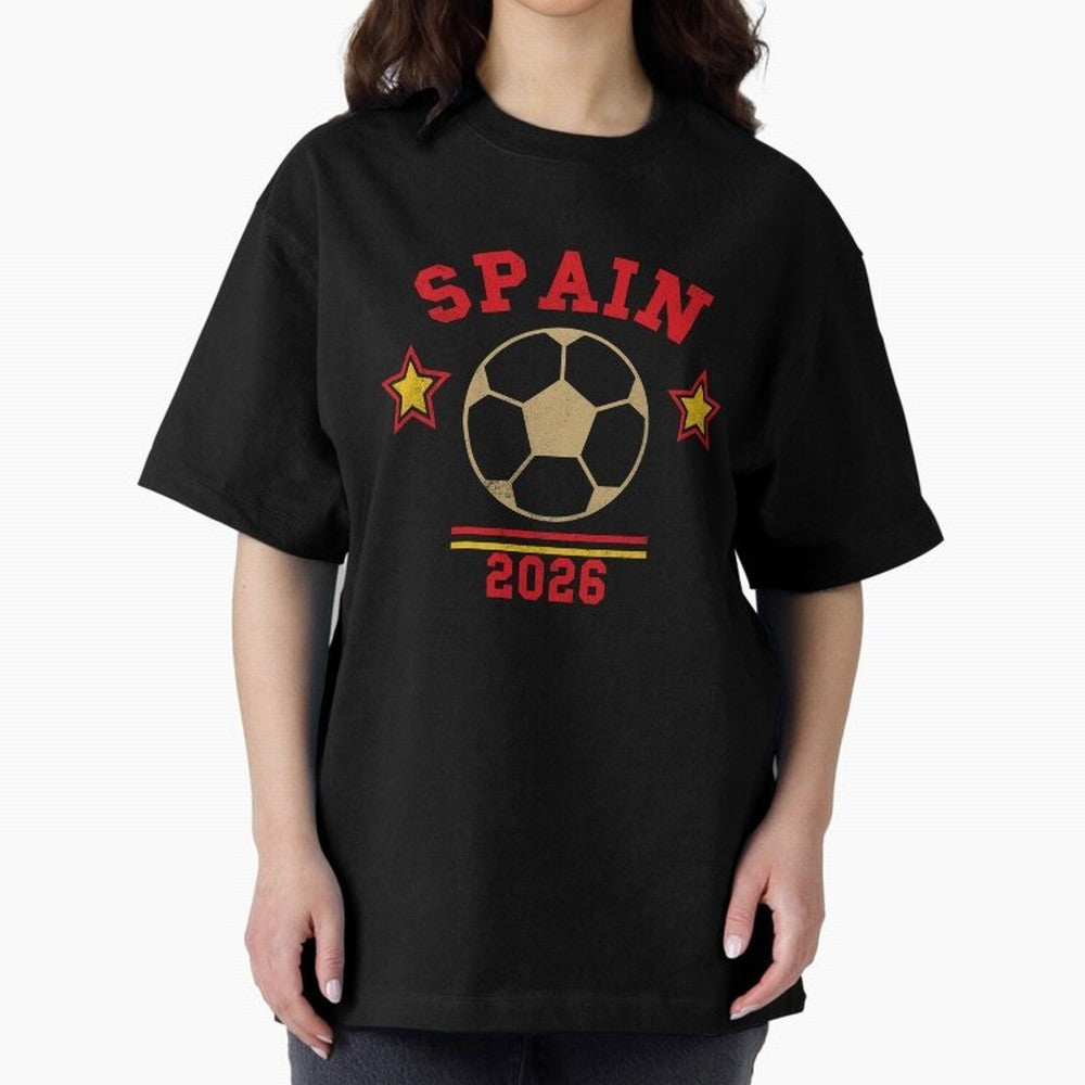 Spain 2026 ¡ª Vintage Soccer Tee Oversized T-Shirt Follow Match Day Hype around FIFA World Cup 2026 Group Stage, Neymar, Haaland and Cristiano Ronaldo, Spain and Netherlands, Championship Spirit, Famous Goals, Roaring Crowds and International