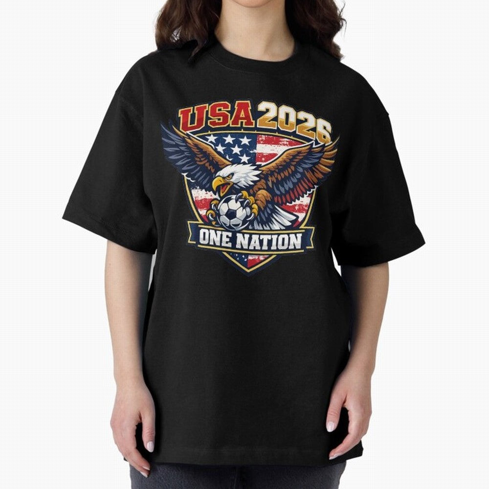 USA Canada Mexico Soccer Cup Oversized T-Shirt Bring Trophy Dreams to FIFA World Cup 2026 Group Stage Spirit, Inspired by Portugal, Haaland, Football Passion, Legendary Performances, Festival Vibes and Supporter Community; Perfect for Fans,