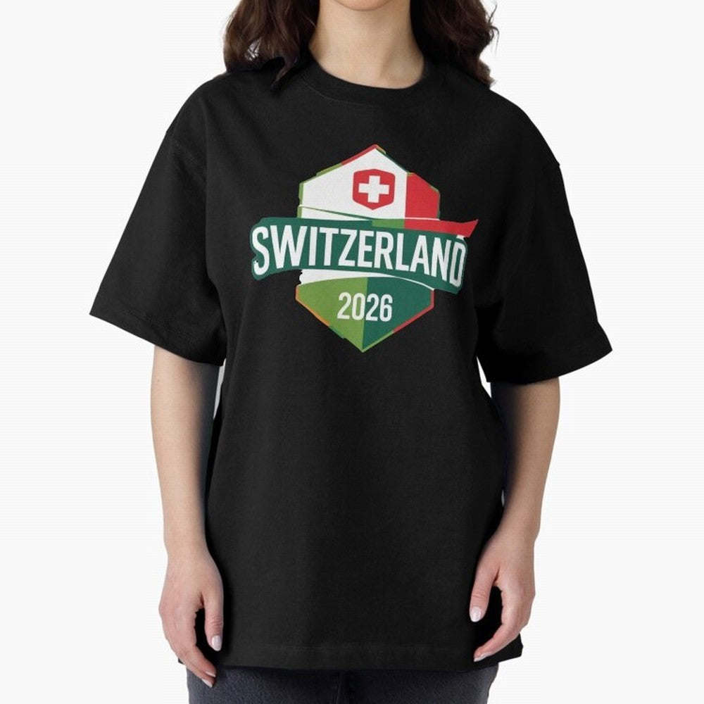 Switzerland WC2026 Oversized T-Shirt Refresh the FIFA World Cup 2026 Group Stage Journey through Neymar, Haaland and Cristiano Ronaldo Highlights, Argentina, France and Brazil Pride, Match Day Excitement, Supporter Culture, Golden Goals and Global