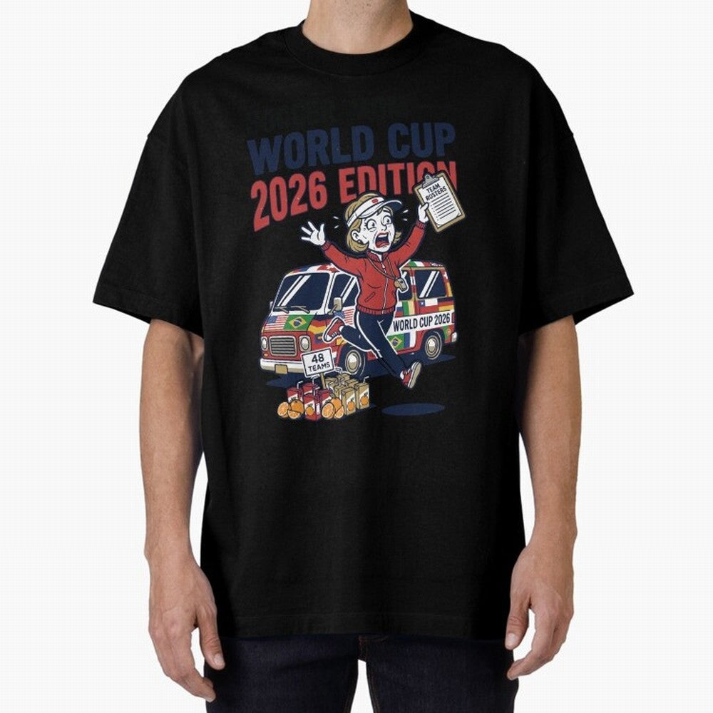 Soccer Mom ¡ª World Cup 2026 Edition V2 Oversized T-Shirt Bring FIFA World Cup 2026 for Fans of Neymar, Haaland and Cristiano Ronaldo and Argentina, Bringing Goal Celebration Energy, Supporter Heritage, Football Icons and Worldwide Tournament Joy;