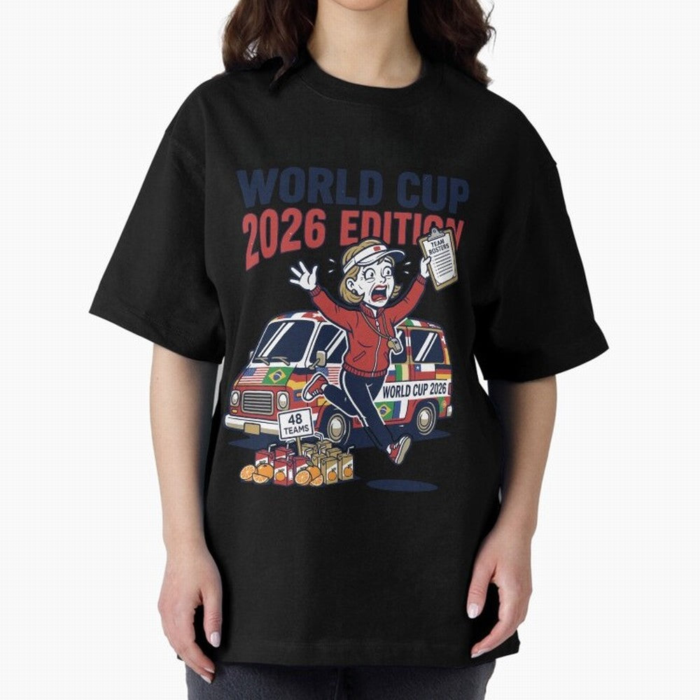 Soccer Mom ¡ª World Cup 2026 Edition V2 Oversized T-Shirt Bring FIFA World Cup 2026 for Fans of Neymar, Haaland and Cristiano Ronaldo and Argentina, Bringing Goal Celebration Energy, Supporter Heritage, Football Icons and Worldwide Tournament Joy;