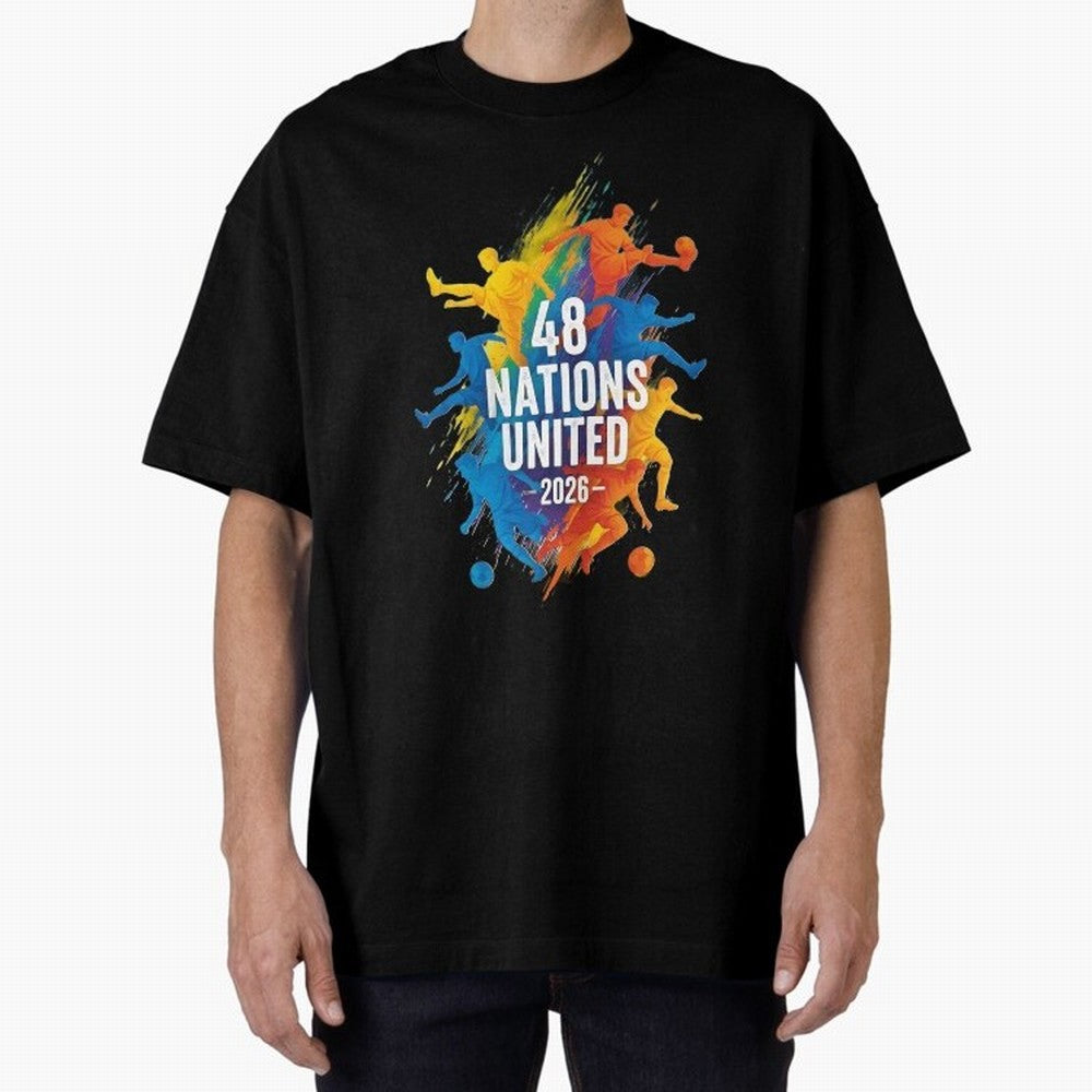 The Unity of World Football Oversized T-Shirt Celebrate Fan Culture around FIFA World Cup 2026 USA Canada Mexico Spirit, Driven by France and Portugal, CR7 and Messi, Tournament Hype, Historic Matchups, Family Viewing Parties and Global Sports