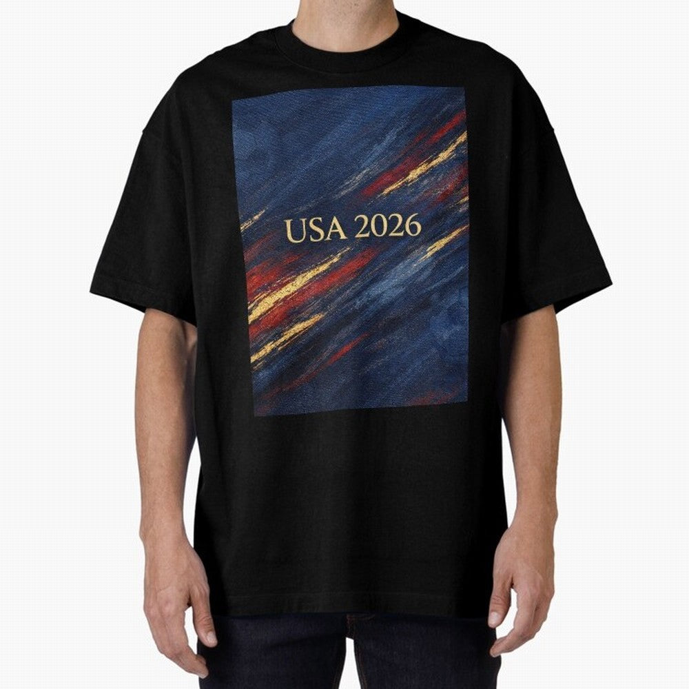Elevated USA 2026 Soccer Oversized T-Shirt Follow Every Goal of FIFA World Cup 2026 USA Canada Mexico for Fans of Mbappe and Neymar and France and Portugal, Bringing Football Passion, Legendary Performances, Festival Vibes and Supporter Community;