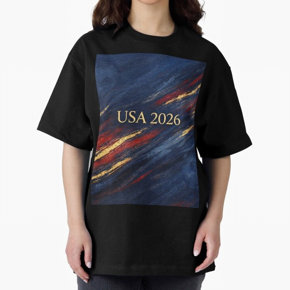 Elevated USA 2026 Soccer Oversized T-Shirt Follow Every Goal of FIFA World Cup 2026 USA Canada Mexico for Fans of Mbappe and Neymar and France and Portugal, Bringing Football Passion, Legendary Performances, Festival Vibes and Supporter Community;