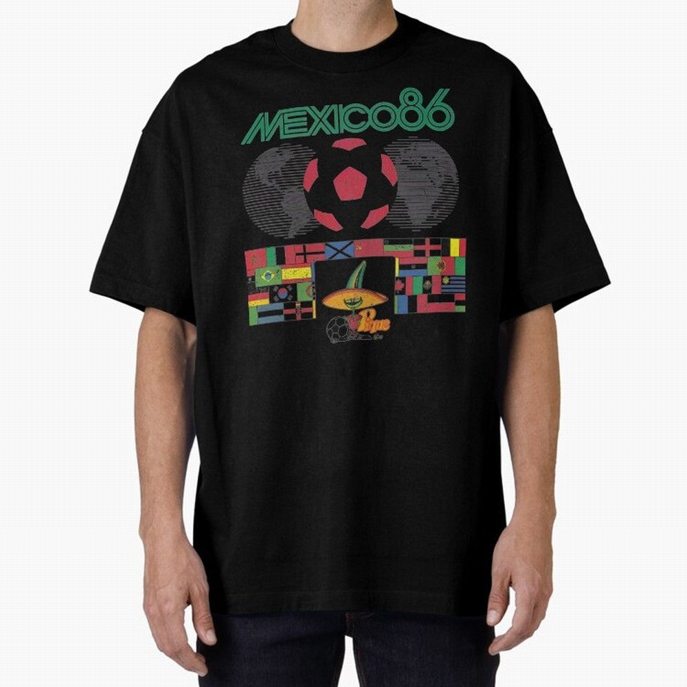 MEXICO-86-WORLD-CUP-T-SHIRT Oversized T-Shirt Share FIFA World Cup 2026 Spirit, Filled with Argentina, France and Brazil, Cristiano Ronaldo, Classic Soccer Heritage, Championship Pressure, Fan Loyalty and International Pride; Perfect for Supporters
